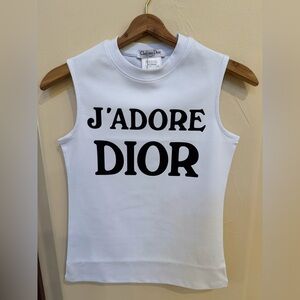 J'ADORE Dior Logo Tank Top muscle t shirt Size US size 6 white/black